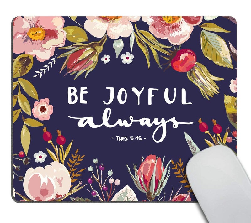 Smooffly Gaming Mousepad Custom,Bible Verses Be Joyful Always Mouse Pad,Christian Mouse Pad for Laptop & Computer 9.5 X 7.9 Inch (240mmX200mmX3mm) - Image 1